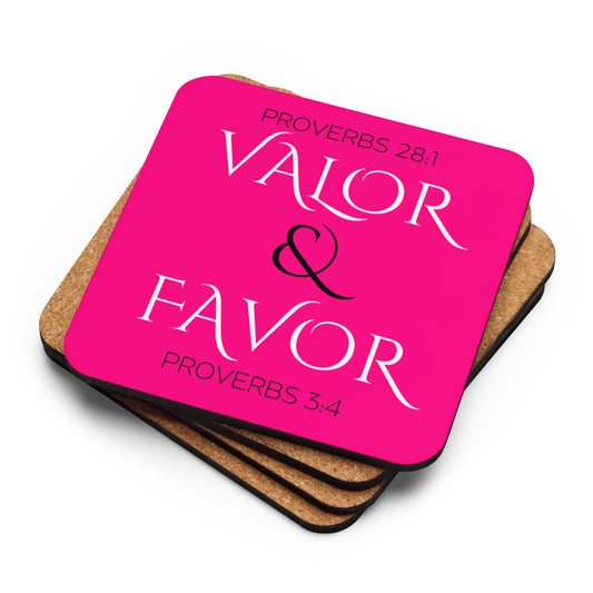 Valor & Favor Classic Cork-back Coaster - Pink