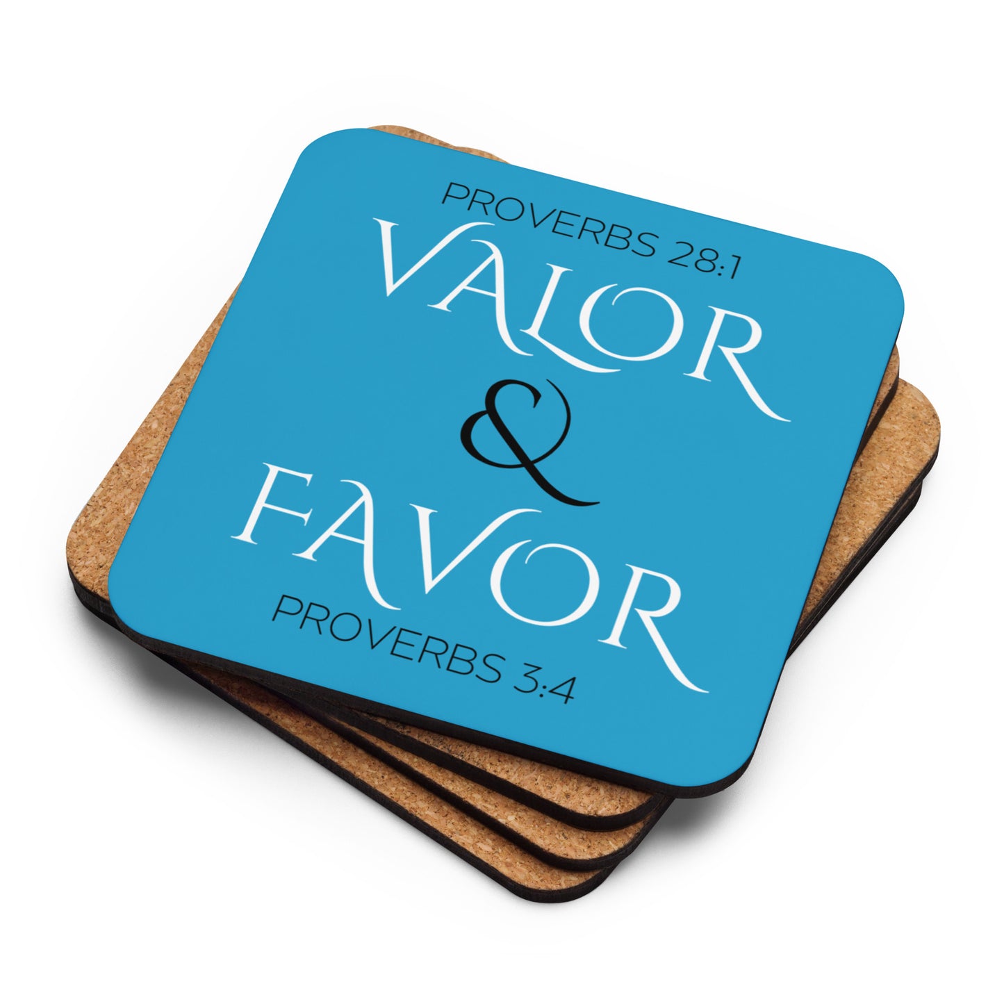 Valor & Favor Classic Cork-back Coaster - Light Blue