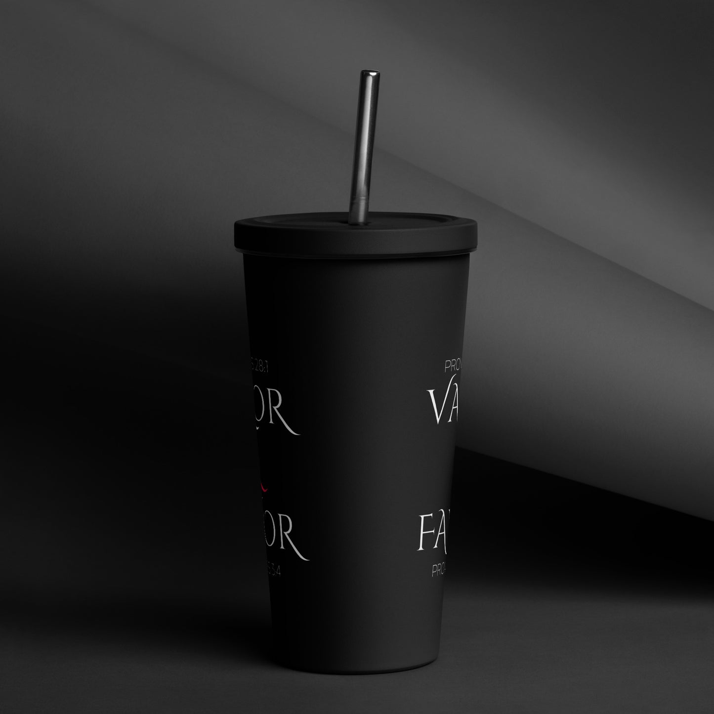 Valor & Favor Classic Insulated Tumbler with a Straw - Black