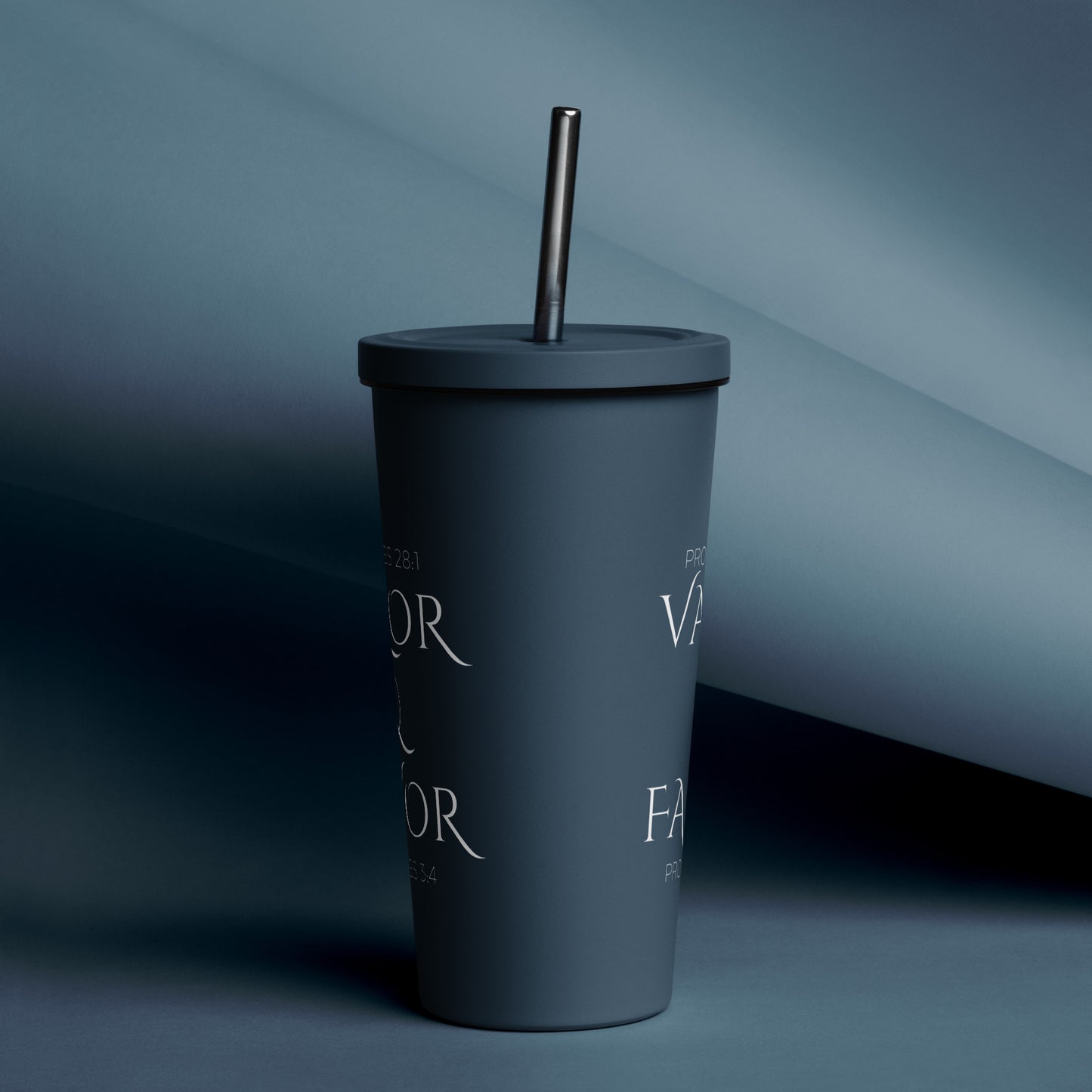 Valor & Favor Classic Insulated Tumbler with a Straw - Navy