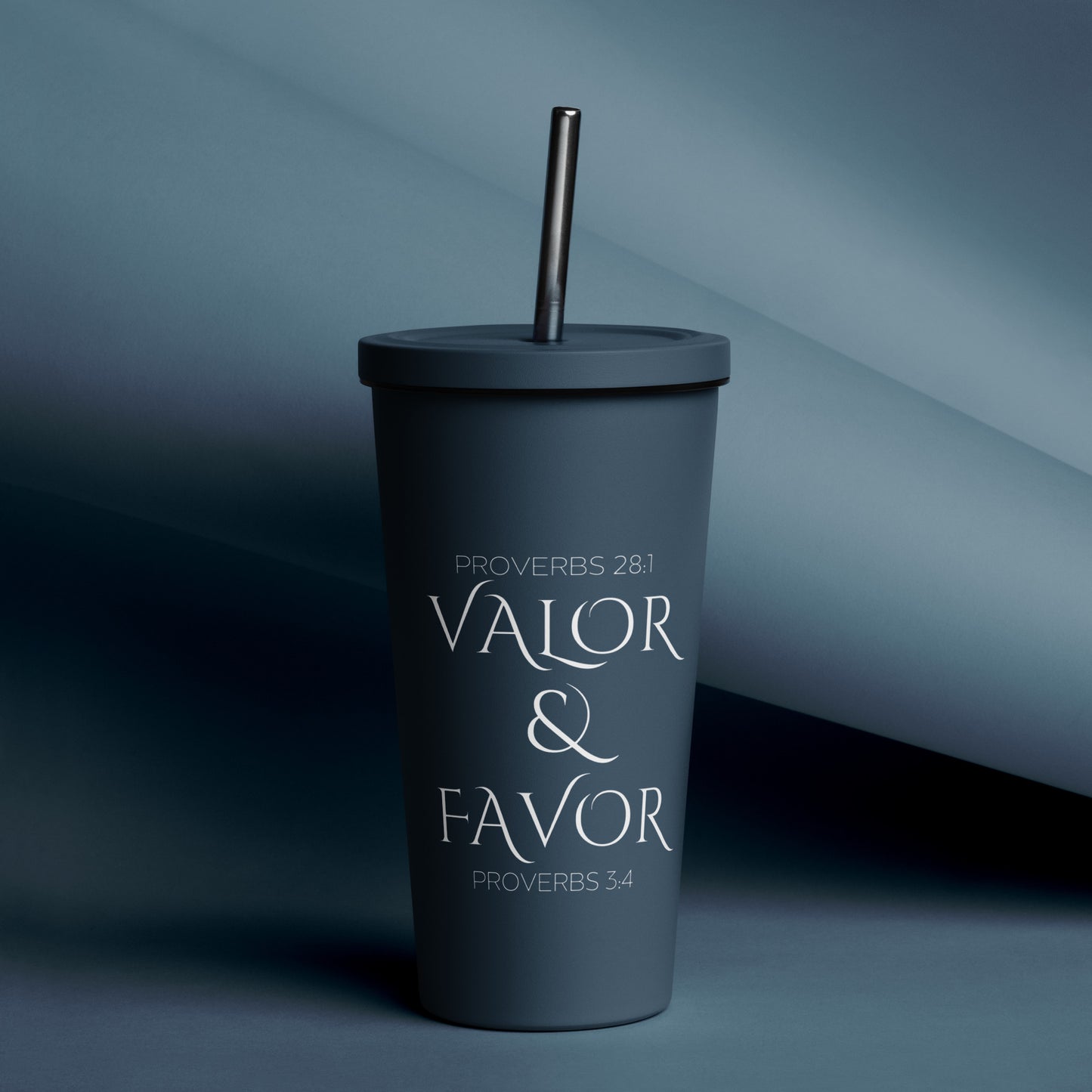 Valor & Favor Classic Insulated Tumbler with a Straw - Navy