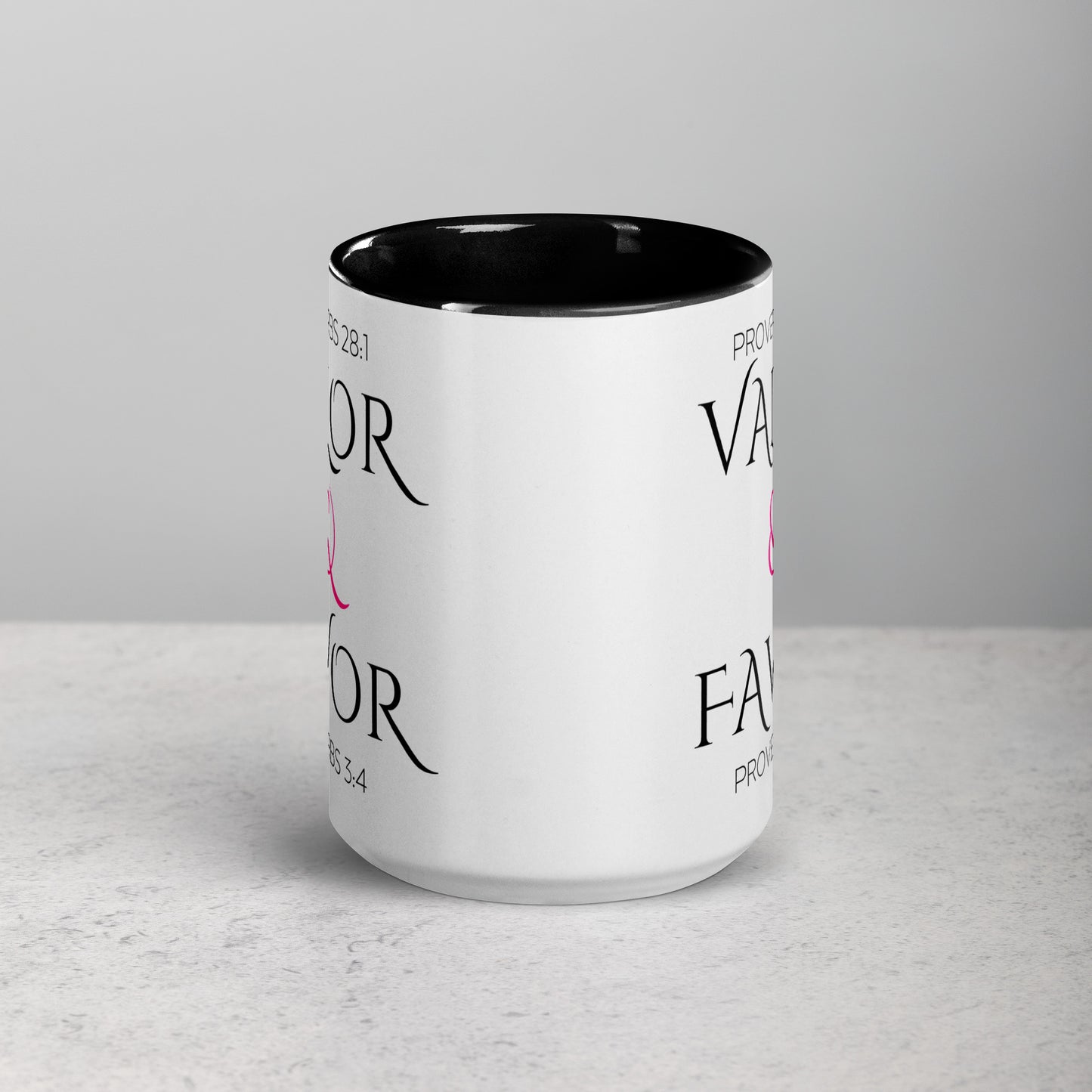 Valor & Favor Classic White Ceramic Mug with Color Inside - Black