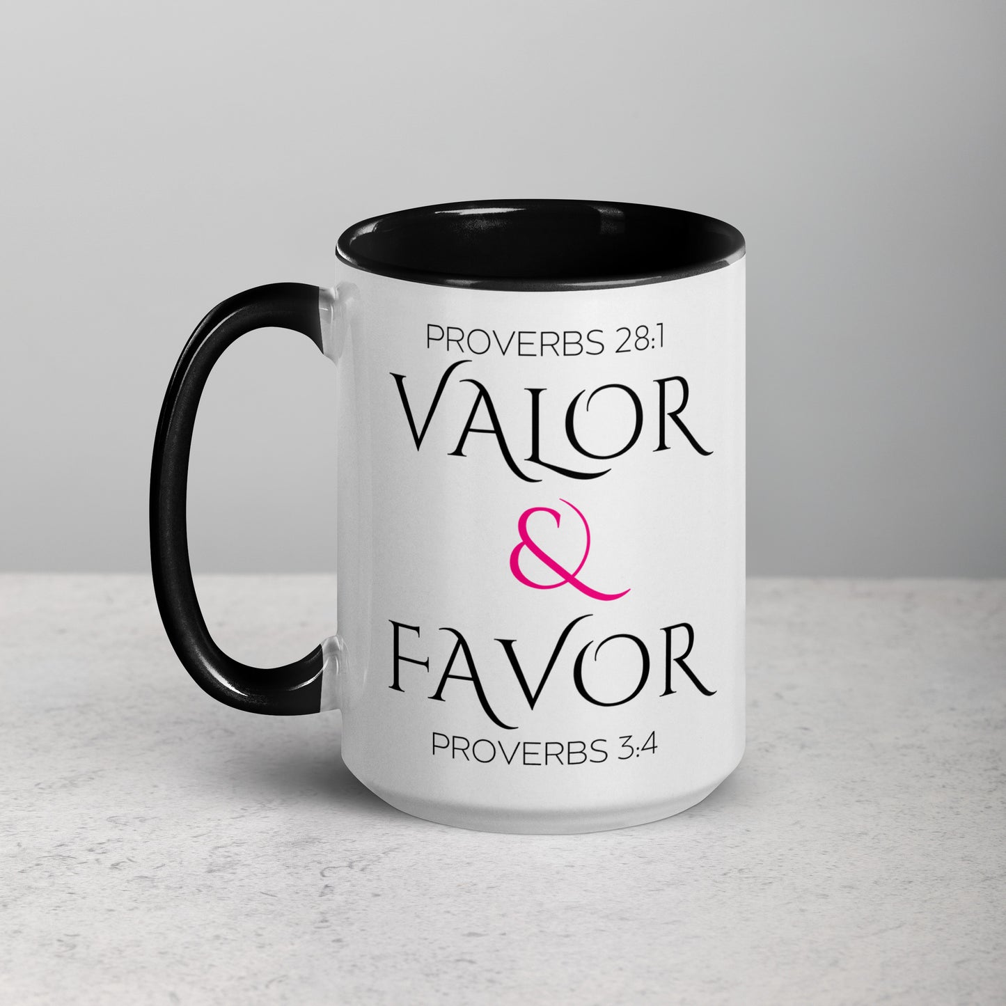 Valor & Favor Classic White Ceramic Mug with Color Inside - Black