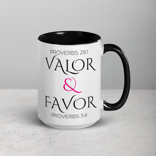 Valor & Favor Classic White Ceramic Mug with Color Inside - Black