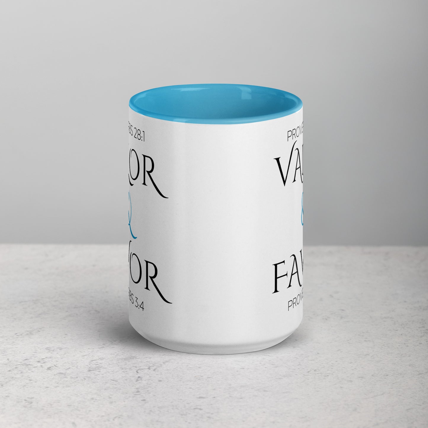 Valor & Favor Classic White Ceramic Mug with Color Inside - Blue